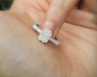 BIG 2 CARAT Diamond Emerald Face Up F VVS Natural Diamonds Pie-Cut 18K Gold Ring|Big Diamond Ring|Engagement Ring|Affordable Ring|Gift ideas