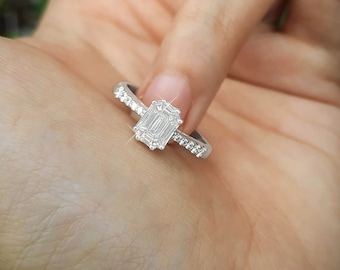 BIG 2 KARAT Diamant Smaragd Face Up FVS Natural Diamonds Pie-Cut 18K Gold Ring| Großer Diamant Ring| Verlobungsring| Erschwinglicher Ring| Geschenkideen