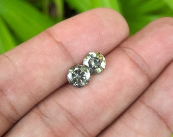 2.19ct 2Stk VS1 Fancy Deep Grey Lose Natürliche Diamanten Rundes Paar 6.6mm| Passende Diamanten| Diamanten für Ohrringe| Edler Schmuck| Unbehandelt| Selten