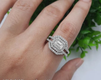 1.25ct SmaragdSchliff Diamant Faceup Natürliche Diamanten Pie-Cut 1.26ctw in 18K Weißgold Ring|Engagement Ring|affordable diamond| Edler Schmuck