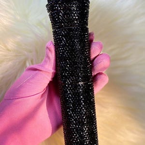 Black bling wireless microphone with name, Genuine Swarovski crystal bling microphone included, Rhinestones mic with name