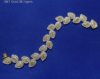 9.50cts Fancy Color & Weiße Natürliche Diamanten 18K Gelbgold 6,5 Zoll Armband|Diamond Armband| Edler Schmuck| Geschenkideen| Diamant Armband