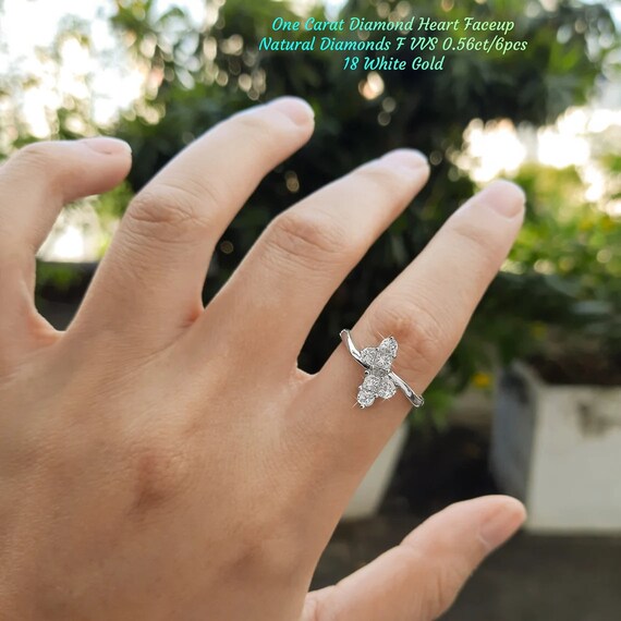 Carat Diamond Heart Faceup Natural Diamonds Pair in 18K White Gold  Ring|Pie-cut Diamond|Big Look Diamonds|affordable diamond|Fine Jewelry