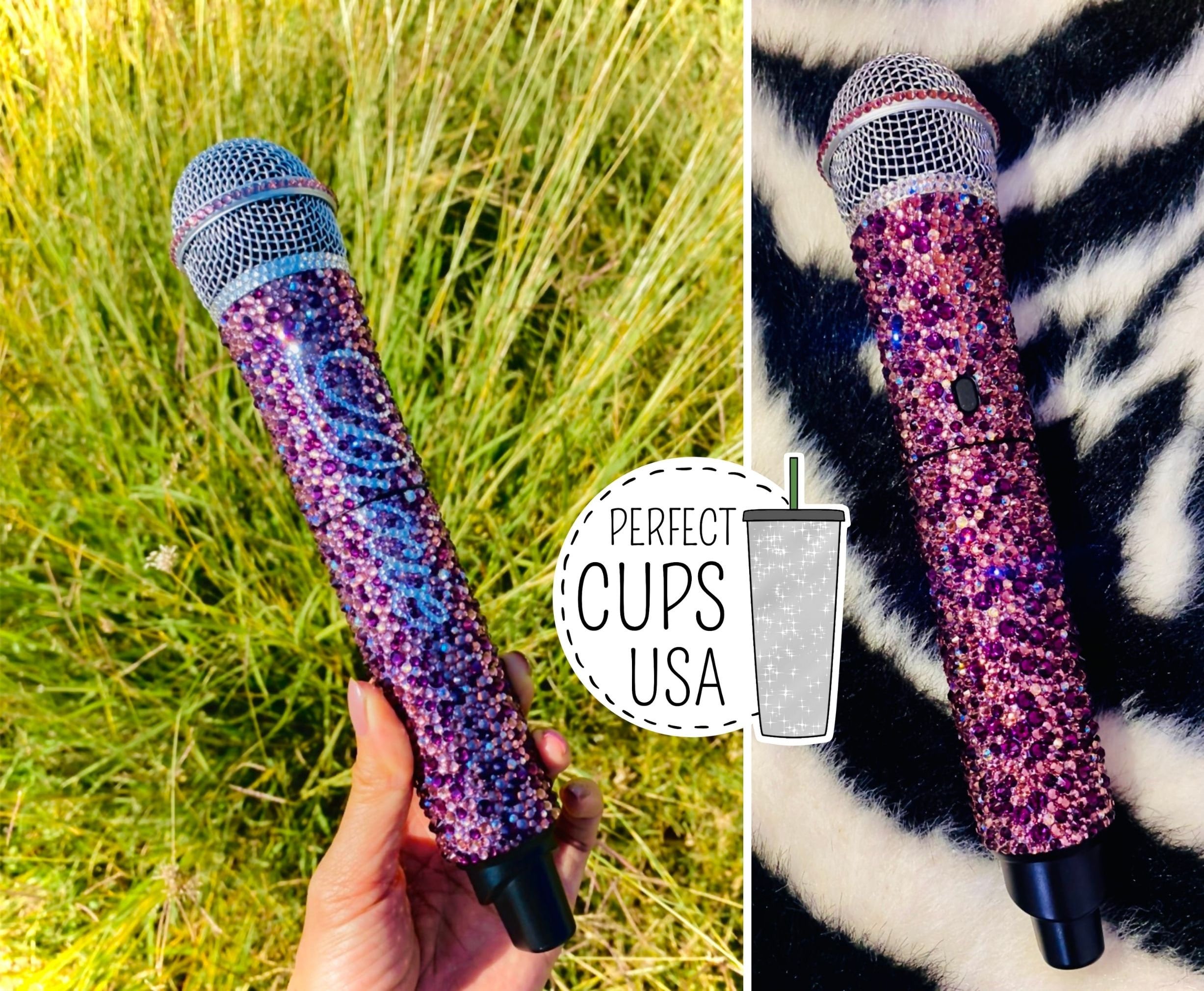 purple sparkly microphone