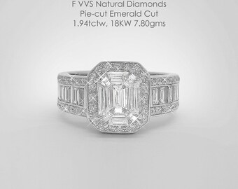 BIG 2 Karat F VVS SmaragdSchliff Diamant Faceup Tortenschliff in 18K Weißgold Ring|big Diamant|Einweihungsring|bezahlbarer Diamant| Feiner Schmuck