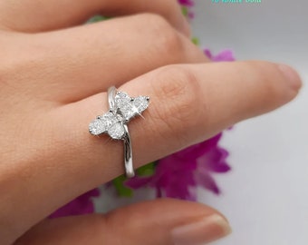 1 Karat Diamant Herz Faceup Natürliche Diamanten Paar in 18K Weißgold Ring| Diamant im Tortenschliff| Big Look Diamanten|Erforderbarer Diamant| Edler Schmuck