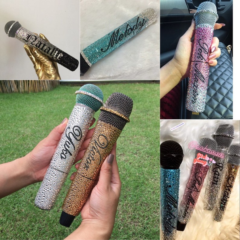 Custom microphone rhinestone Swarovski crystal karaoke Etsy