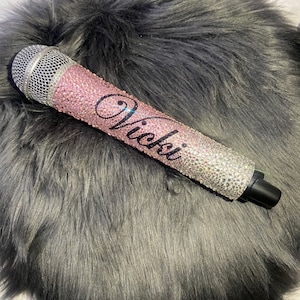 Silver & Baby Light PINK Bling Wireless Microphone With Name, Genuine ...