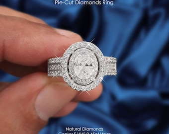 1 CARAT oval DIAMOND faceup F VVS Natural White Diamonds 18K White Gold Ring|pie-cut diamonds|big diamond|engagement ring|affordable diamond