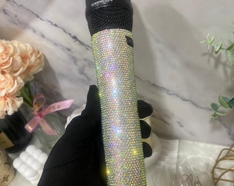 Silber Bling Funkmikrofon mit Namen, echtes Swarovski Crystal Bling Mikrofon enthalten, Strass-Mikrofon mit Namen