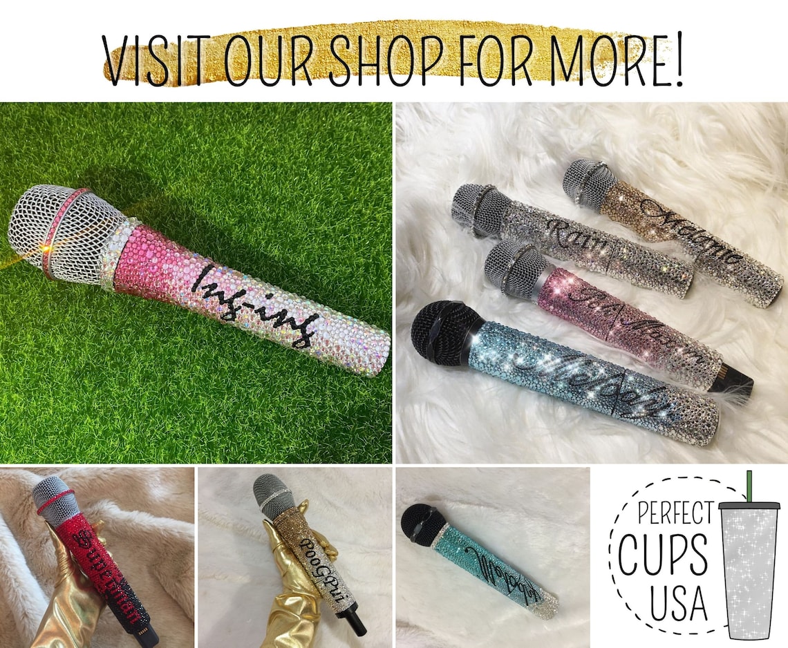 Gold Bling Wireless Microphone Bling Microphone in Gradient Etsy