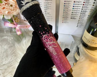 Pink & Black Bling Funkmikrofon mit Namen, echtes Swarovski Kristall-Bling-Mikrofon enthalten, Strass-Mikrofon mit Namen