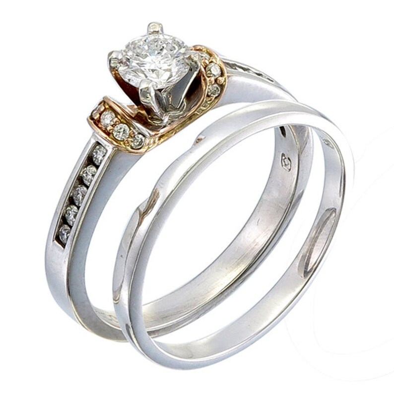 Solitaire Diamond Ring Set 18k Yellow Gold Set Vintage Etsy