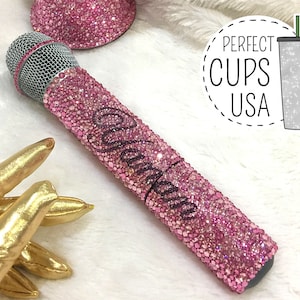 Custom microphone rhinestone Swarovski crystal bling wireless mic, Wireless microphone with name, Personalized singing microphone included