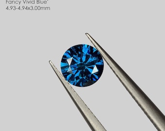 0.47ct Fancy Vivid Blue Loose Natural Diamond Round Solitaire for Jewelry Ring Pendant|Diamond for Ring|Saturated color|Custom Fine Jewelry