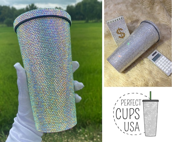 Silver Swarovski Cold Drink Tumbler Mug, Rhinestone Starbucks Cup in  Silver, Swarovski Crystal Starbucks Cup, Starbucks Tumbler With Straw - Etsy