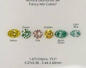1.67ct Fancy Pink, Yellow, Blue, Green Loose Natural Diamond mix shapes Set for Ring Pendant|Multicolor|Saturated color|Custom Fine Jewelry