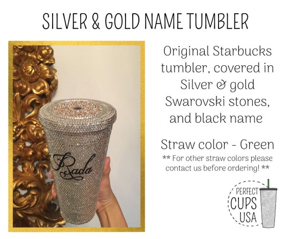Stainless Starbucks Coffee Cup Tumbler w/ Swarovski Rose Gold
