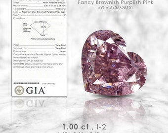 GIA Certified 1 Carat Fancy Pink Loose Natural Diamond Heart Shape Solitaire|Rare Diamond|Certificate|Untreated|Investment|Gift Ideas