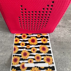 Sunflowers on Black & White Stripes  - Toniebox Top Protective Vinyl Cover