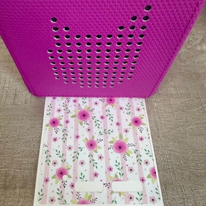 Pink Flowers on Stripes - Toniebox Protective Vinyl Cover