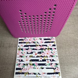 Flamingo & Flower on Stripes  - Toniebox Top Protective Vinyl Cover