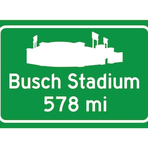 St. Louis Cardinals - Busch Stadium - Miles to Stadium Highway Road Sign - Customize the Distance