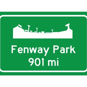 Boston Red Sox - Fenway Park - Miles to Stadium Highway Road Sign - Customize the Distance