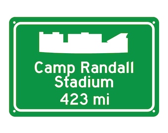 Wisconsin Badgers - Camp Randall Stadium - Miles to Stadium Highway Road Sign - Customize the Distance