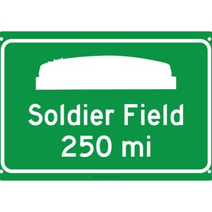 Personalized Chicago Bears - Soldier Field - Miles to Stadium Highway Road Sign - Customize the Distance