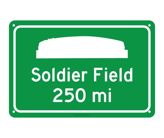 Personalized Chicago Bears - Soldier Field - Miles to Stadium Highway Road Sign - Customize the Distance