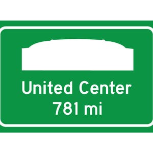 Chicago Blackhawks United Center - Miles to Arena Highway Road Sign - Customize the Distance