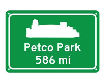 San Diego Padres - Petco Park  - Miles to Stadium Highway Road Sign - Customize the Distance