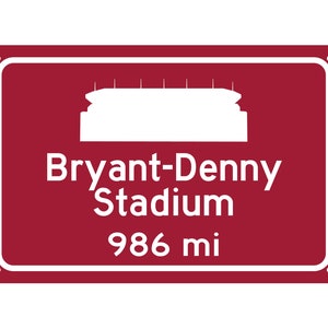 Alabama Crimson Mileage Road Sign