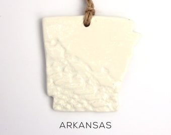 Handmade Arkansas State Ornament: Lace Imprint Pottery