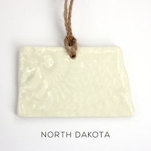 Handmade North Dakota Ornament: Lace Imprint Pottery