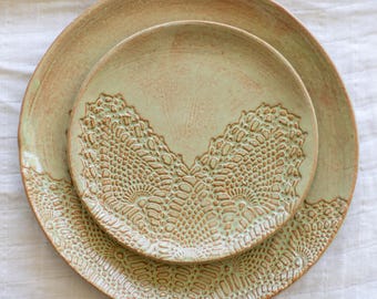 Ceramic Large Handmade Stoneware Dinner Plate Set