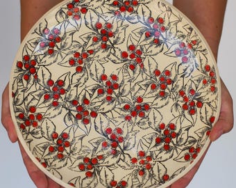 Handmade Ceramic Large Christmas Dinner Plate