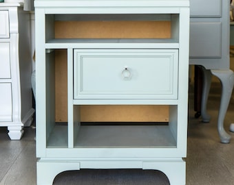 Restored Soft Green Nightstand / Side Table