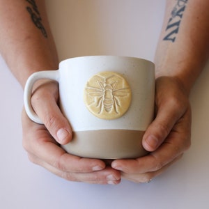 Hand-Painted Bee Mug with Handmade Pendant