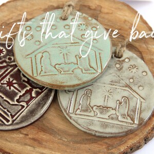 Ceramic Nativity Ornament, Christmas Nativity Ornament, Pottery Creche ...
