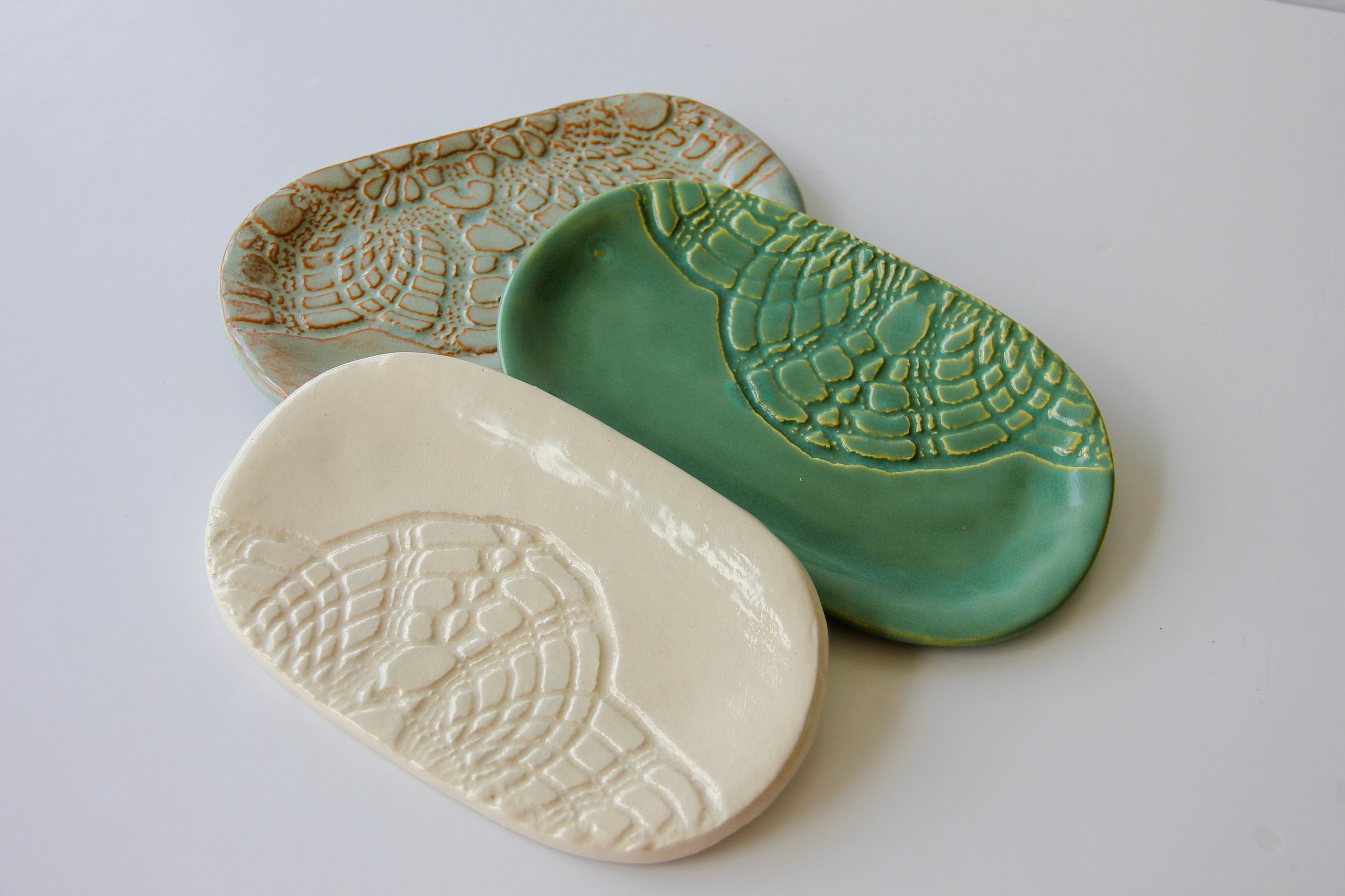 Ceramic Soap Dish Lace Imprint Handmade Pottery Custom Etsy