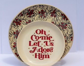 Ceramic O Come Let Us Adore Him Plates
