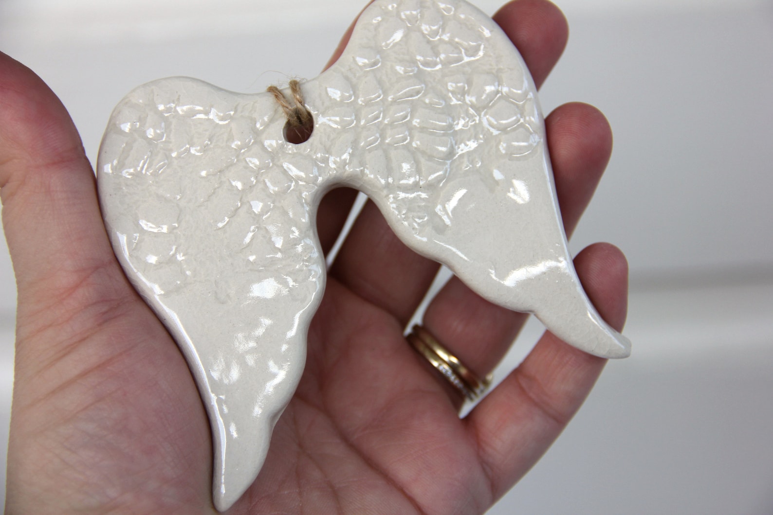 Angel Wing Ornament Ceramic Angel Wings Christmas Ornament Etsy