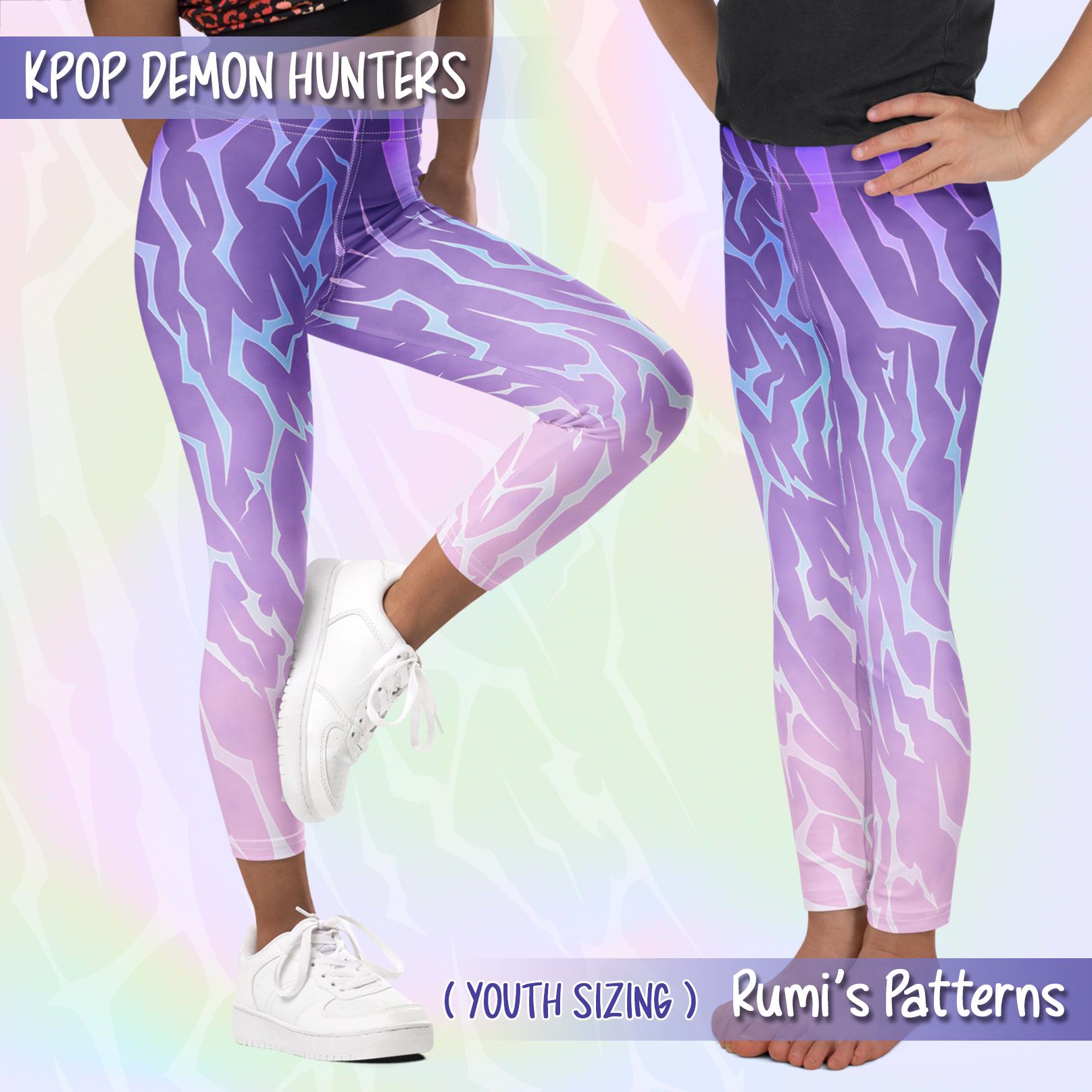 Kids Rumi Patterns Cosplay Leggings KPop Demon Hunters Fanart Youth Anime Performance Leggings