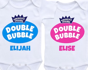 Double Bubble Twin outfits twin baby gift ideas twin boy and girl outfits twin boy girl matching clothes twin onsies twin baby onesies