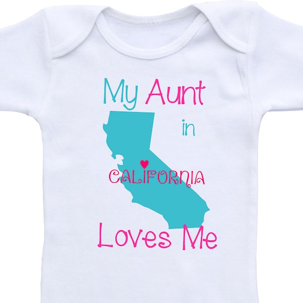 My Aunt Loves Me Onesie from Different States Aunt Onesies Auntie shirt/ I love my Aunt for baby boy or baby girl Aunt baby shirt
