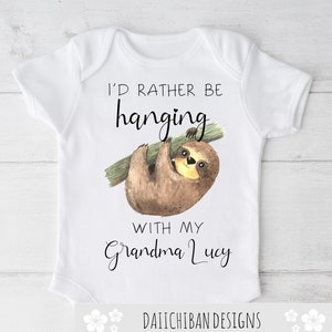 Personalized Grandma Sloth Baby Onesie: Grandson/Granddaughter Gift