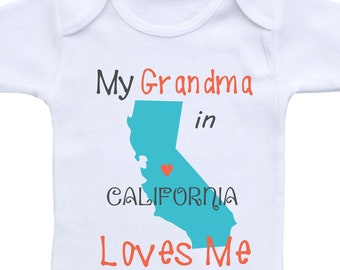 Bodys de bebé "La abuela me ama", regalo personalizado para bebé del estado