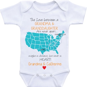 Gepersonaliseerde land staat kaart oma onesies oma en kleindochter/kleinzoon oma Baby Onesie ik hou van mijn oma aangepaste baby geschenken